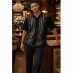 21015 Knit Front Walking Suit Shirt & Pant Set by Silversilk