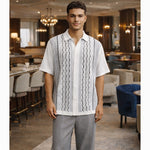 21015 Knit Front Walking Suit Shirt & Pant Set by Silversilk