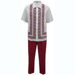 21019 Knit Front Walking Suit Shirt & Pant Set by Silversilk