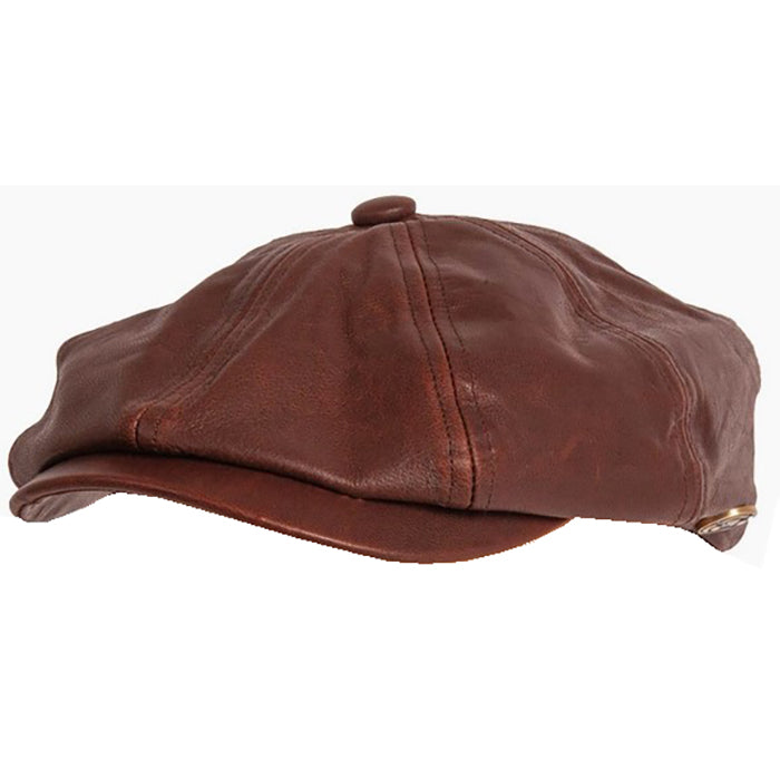 American Hat Makers Bourbon St Leather Newsboy Cap