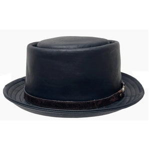 American Hat Makers Rumble Leather Pork Pie Hat