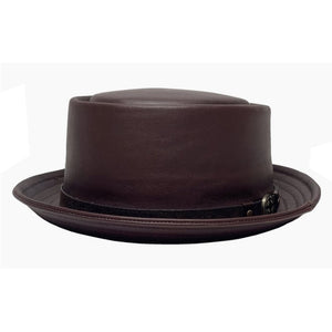 American Hat Makers Rumble Leather Pork Pie Hat